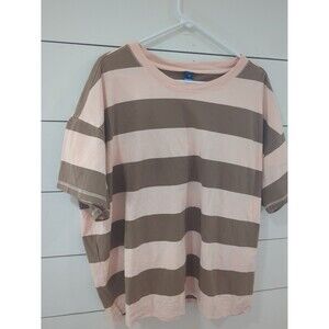 Old Navy women's XXL peach and brown boxy oversized fit t-shirt 100% cotton